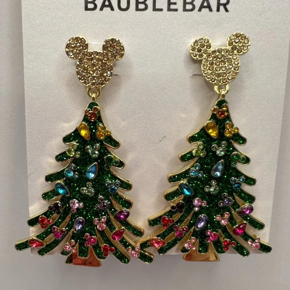 BaubleBar Disney Christmas Tree earrings NWT - Picture 2 of 4